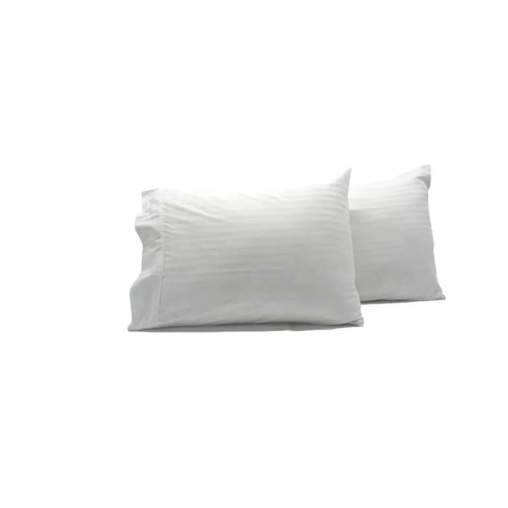Regal Collection New NIP White 100% Cotton Sateen Pillowcases Striped Standard